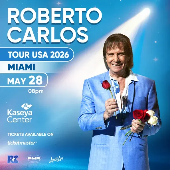 Pôster oficial da turnê Roberto Carlos Tour USA 2026 em Miami